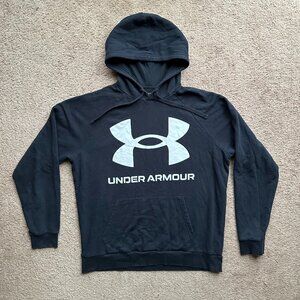 Under Armour Sweatshirt Mens XL Hoodie Pullover Black Logo Long Sleeve